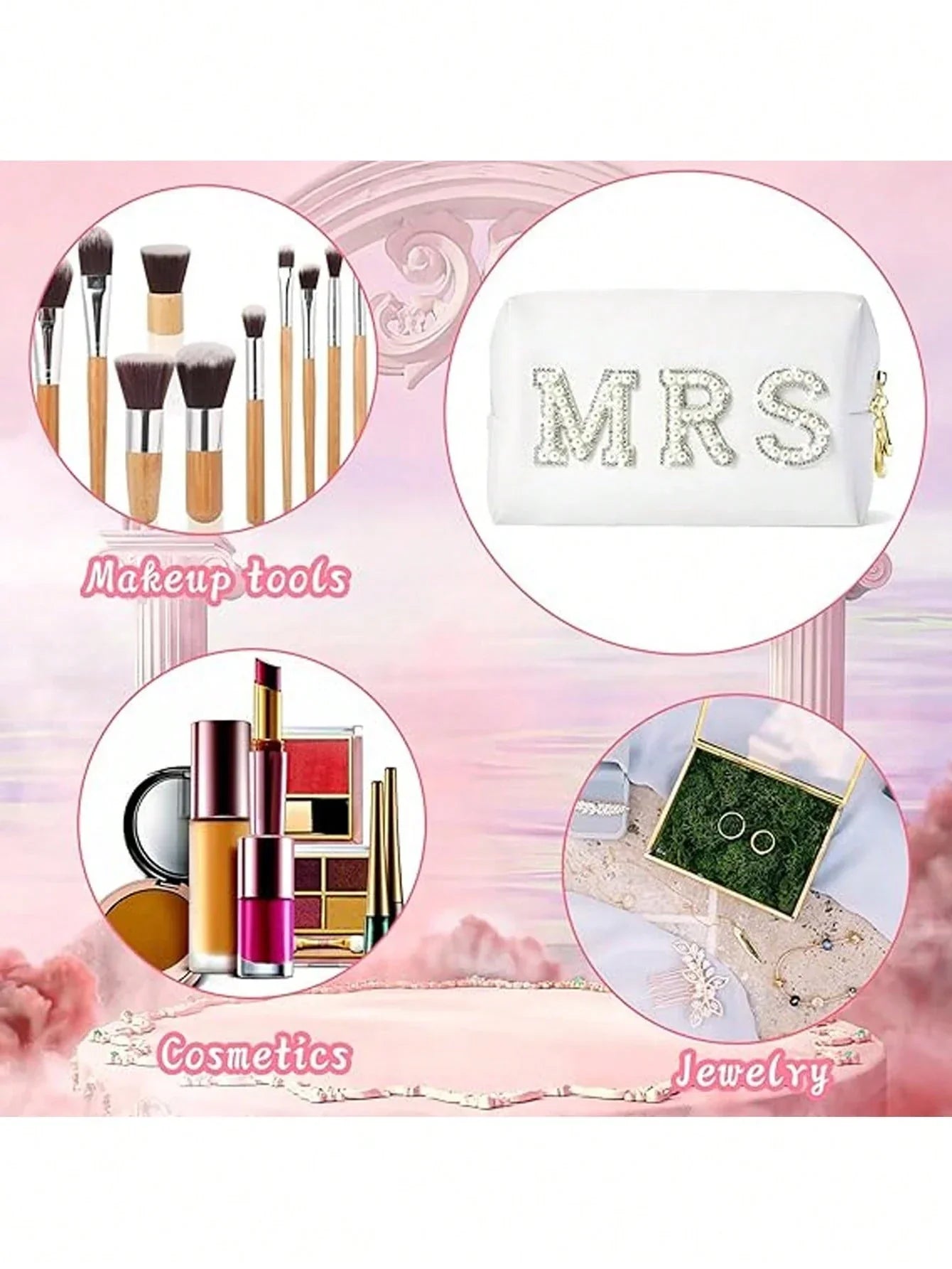Bride MRS Rhinestone Makeup Bag
