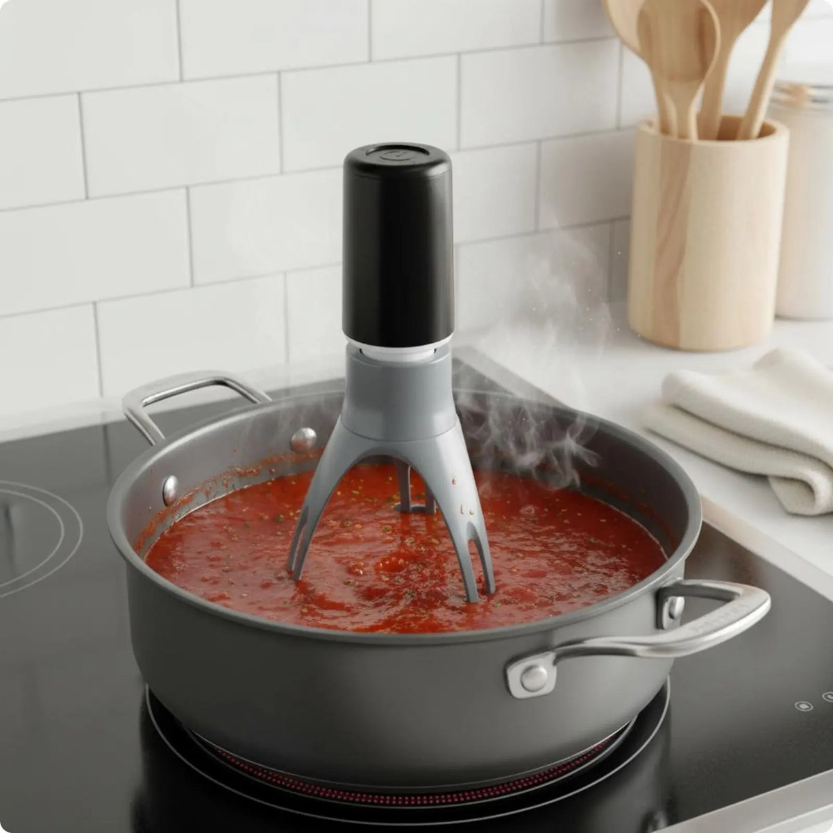 Three-Leg Pan Stirrer Handsunattended Automatic Stirrer Self-Stirring Pan Tool Time Saving Self Stirring Kitchen Tool Easy To