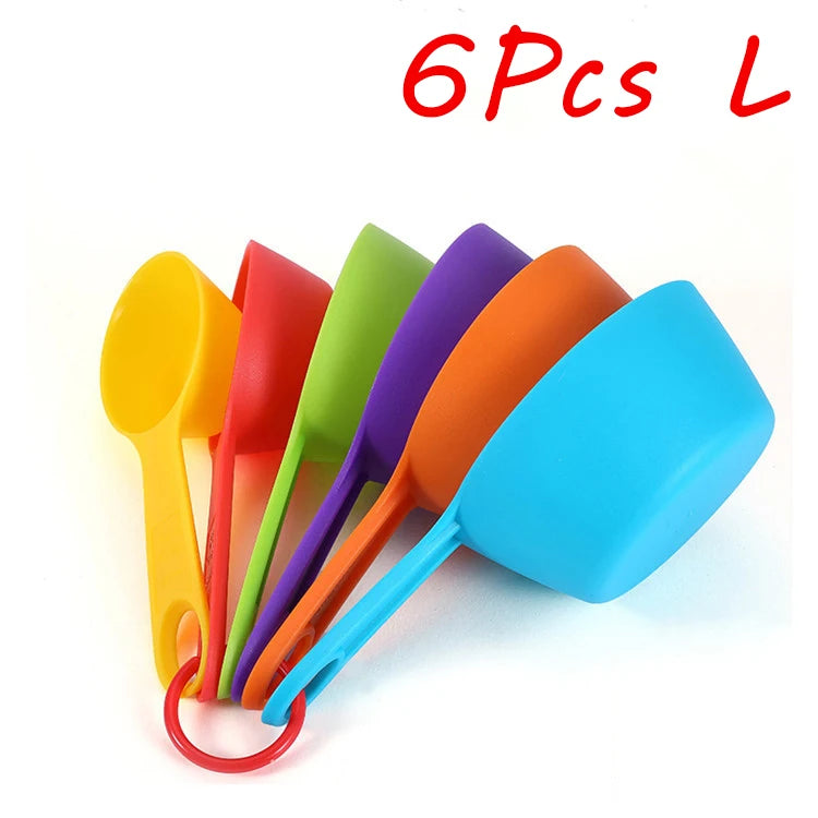 6/12Pcs Set Measuring Spoon Cup Plastic With Scale Multifunction Coffee Milk Scoop Food Baking Tools Scoop Cup Kitchen Gadgets