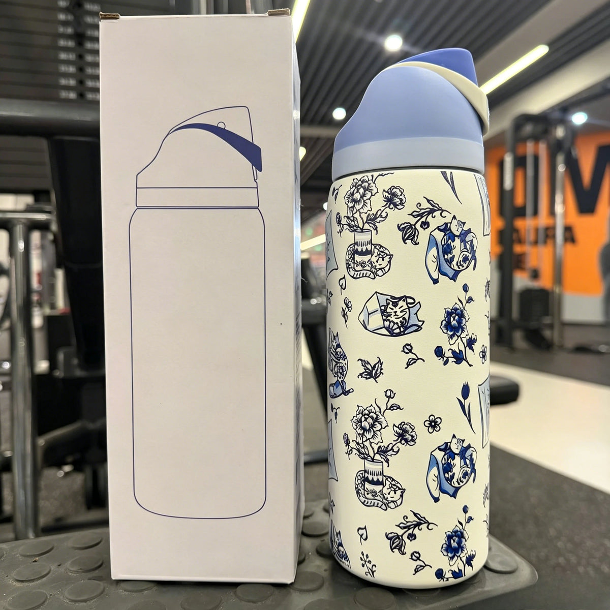 Fitness Insulated Flask Thermos Cup Stainless Steel Straw Drinking Water Bottle One-touch Open Vacuum Mug for Football Sport Use