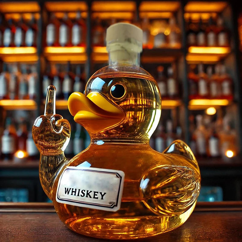 1Pieces Middle Finger Duck Bottle,Funny Middle Finger Whiskey Duck Bottle