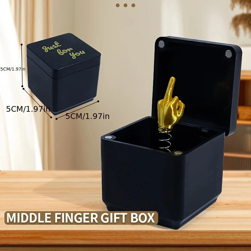 Funny Christmas Office Desk Decoration - Creative Prank Gift 'Middle Finger in Box' Home Decor Item for Holiday Gifting