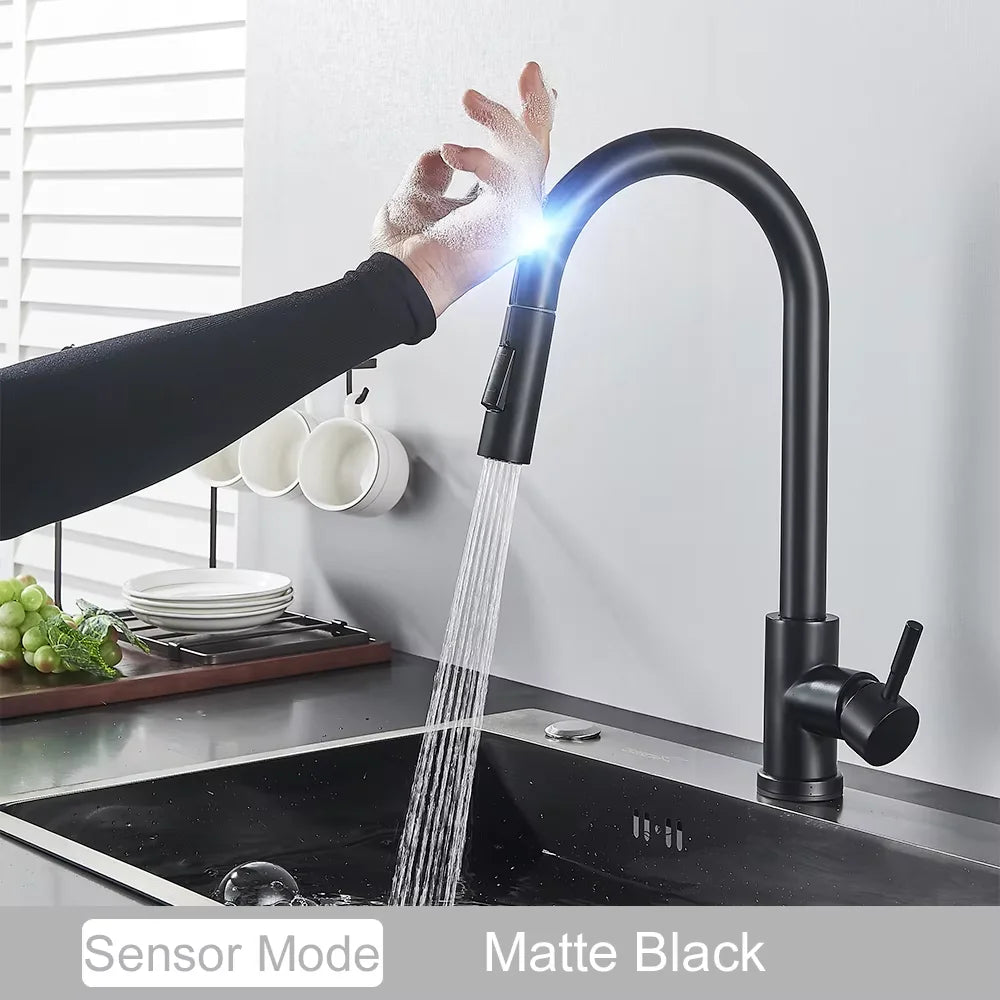 Pull Out Intelligent Touch Kitchen Sink Faucet With Hot And Cold Mixing Sink Faucet That Can Rotate 360 Degrees