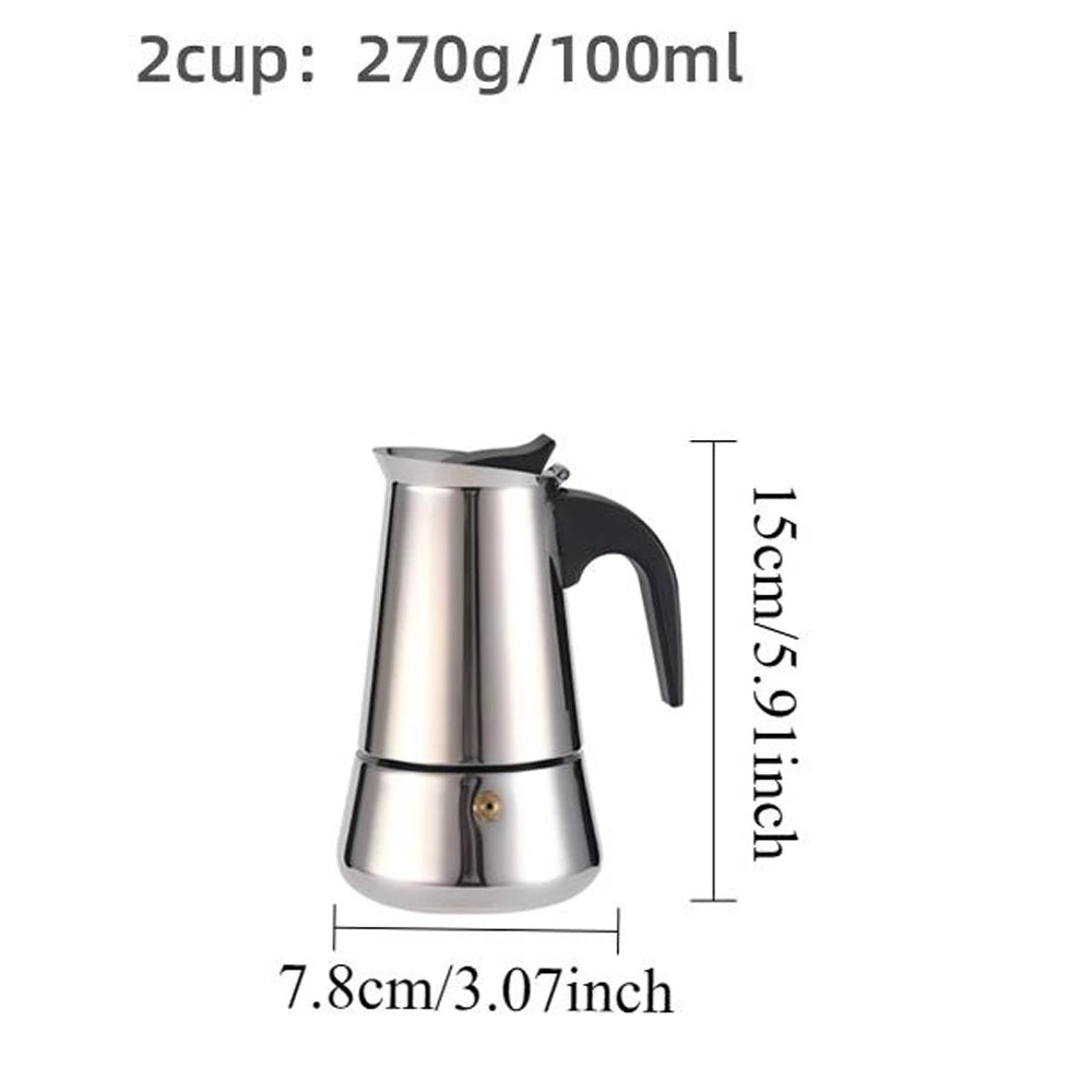 Coffee Pot Stainless Steel Moka Pot Italian Coffee Maker 9 Cup 15 OZ Stovetop Espresso Maker for Gas or Electric Ceramic Stove