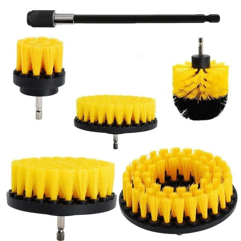 6 Pieces Electric Drill Brush Attachment Power Scrubber Wash Cleaning Brushes Kit with Extension Clean Windows Kitchen Toilet