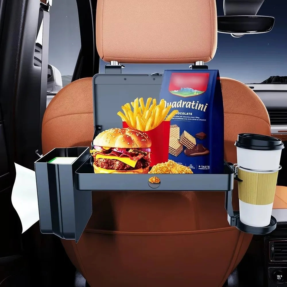 Car Backseat Organizer Food Tray Snack Table With Cup Holder Multifunctional Car Headrest For Road Trip Car Interior Accessories