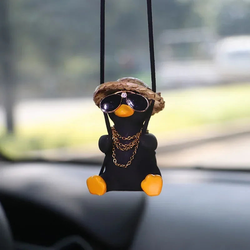 Car Pendant Cute Anime Little Duck Swing Auto Rearview Mirror Hanging Ornaments Interior Decoraction Accessories for Girls Gifts