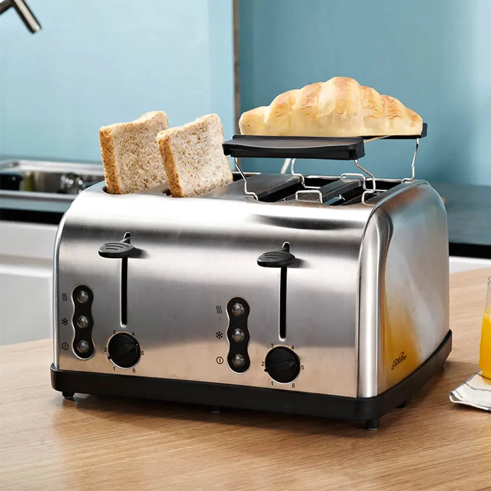PBOBP Stainless Steel Automatic Electric Toaster Sandwich Maker Bread Baking Machine 2 Slices Slot Grill Oven Breakfast Machine