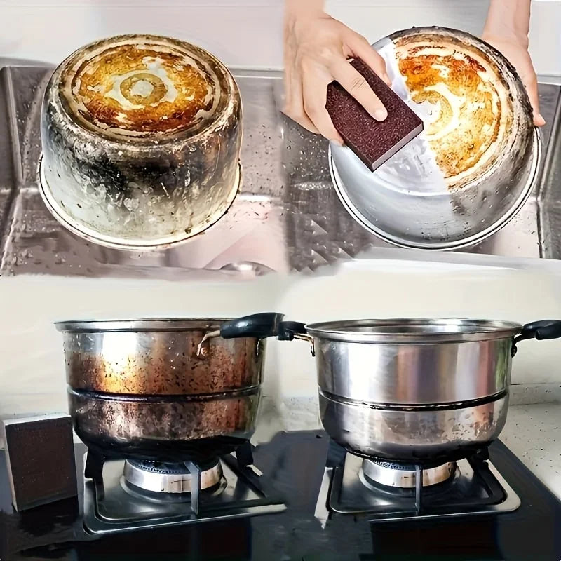 Portable Household Cleaning Sponge - Pot Bottom Cleaning Sponge Brush, Essential Basic Cleaning Tool for Kitchen Utensils,