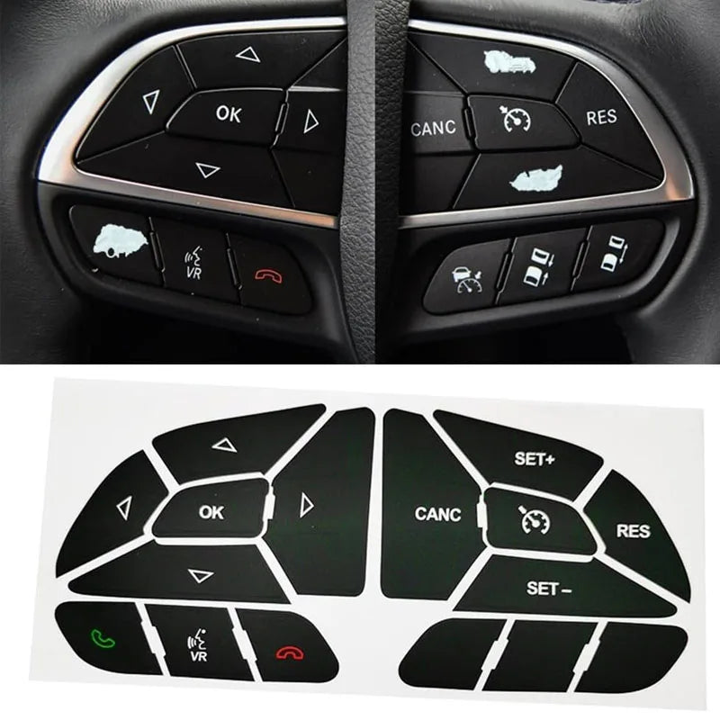 Steering Wheel Button Repair Sticker,Control Switch Decoration Decal,Interior Accessories Suitable For Dodge Charger 2016-2022.