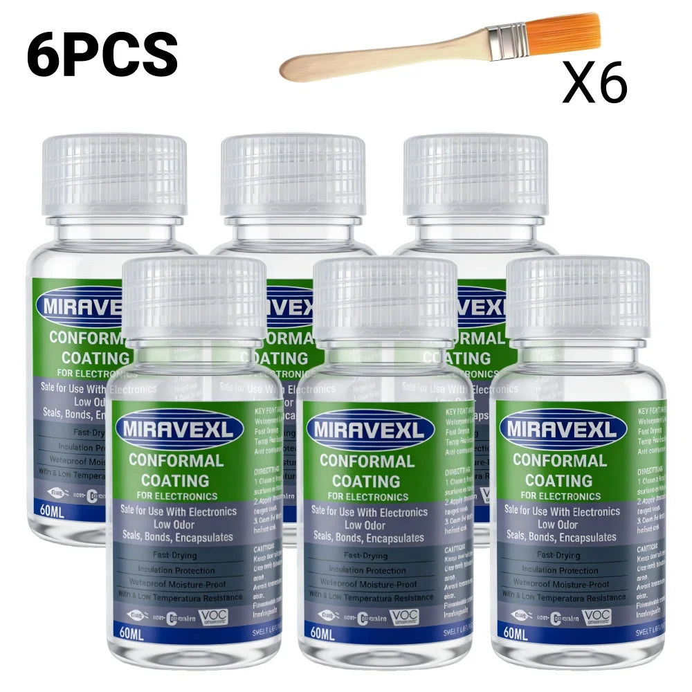 PCB Conformal Coating Clear Waterproof Insulating Varnish Fast Dry Electronic Circuit Board Protection Paint + Brush