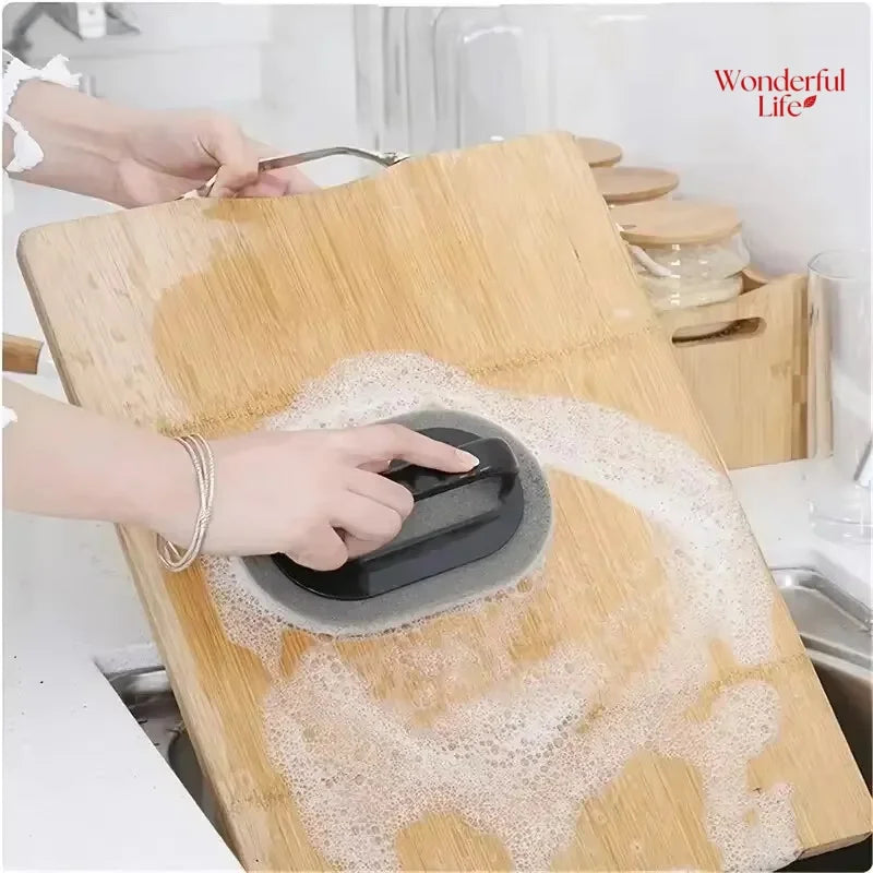 Magic Emery Sponge Brush Wipe Eraser Cleaner Kitchen Bath Rust Strong Decontamination Cleaning Tools With Handle Household Tools