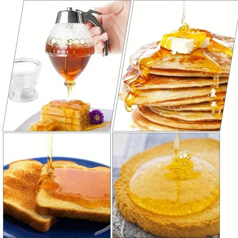 1pc Juice Syrup Cup Squeeze Bottle Storage Pot Stand Holder Bee Drip Dispenser Kettle Honey Jar Container Kitchen Accessories