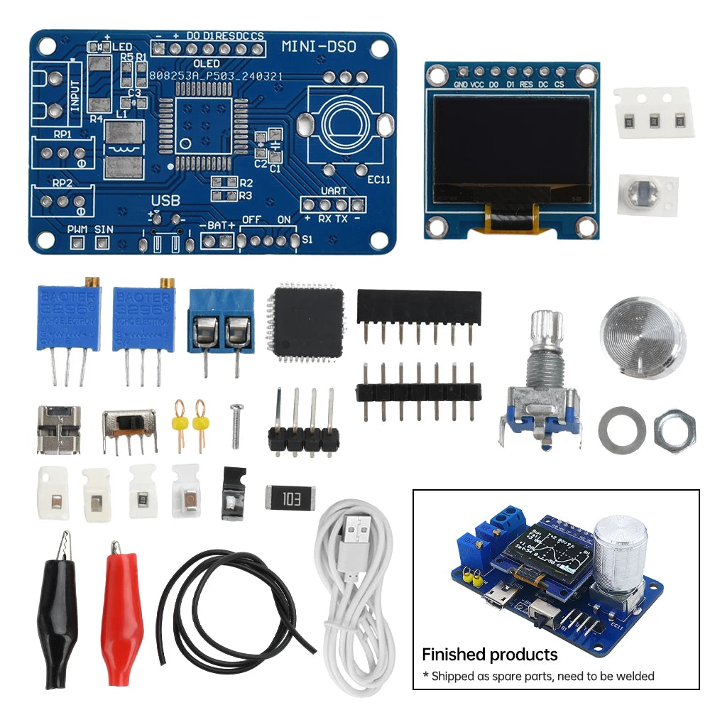 DIY Mini Digital Oscilloscope Kit STC8K8A Microcontroller Electronic Component Soldering Practice Loose Kit