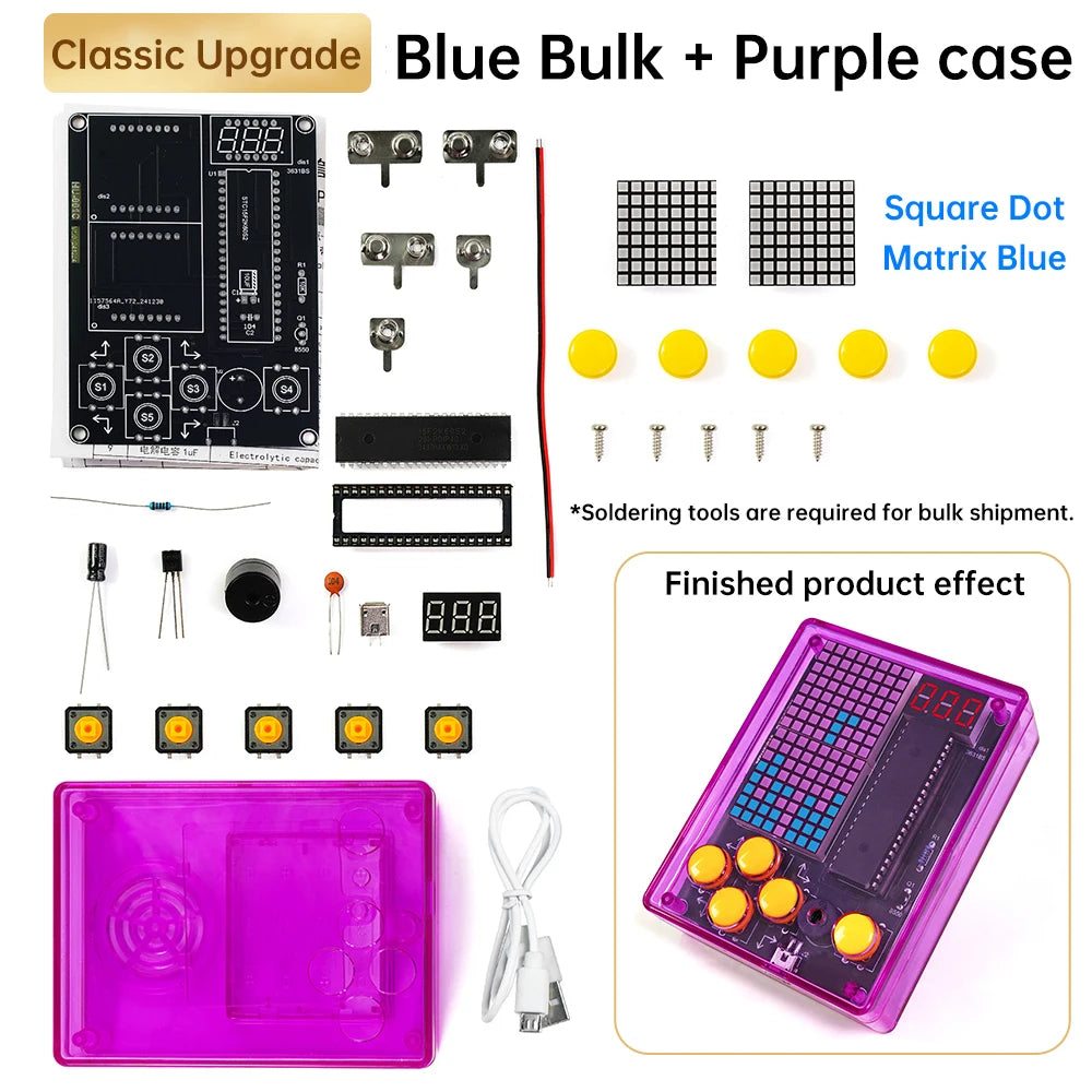 7 Pixel Game Console Kits Puzzle Pixel Game Console 51 Single-chip DIY Welding Practice Parts Electronic DIY Kit