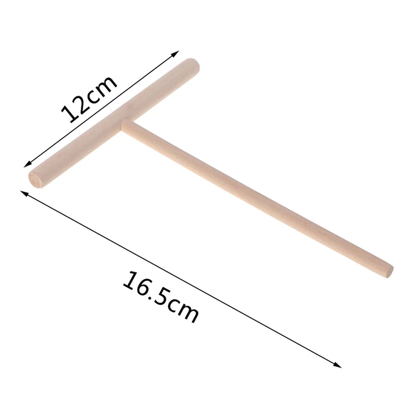 2Pcs T Shape Wooden Rake Round Batter Pancake Crepe Spreader Kitchen Tools