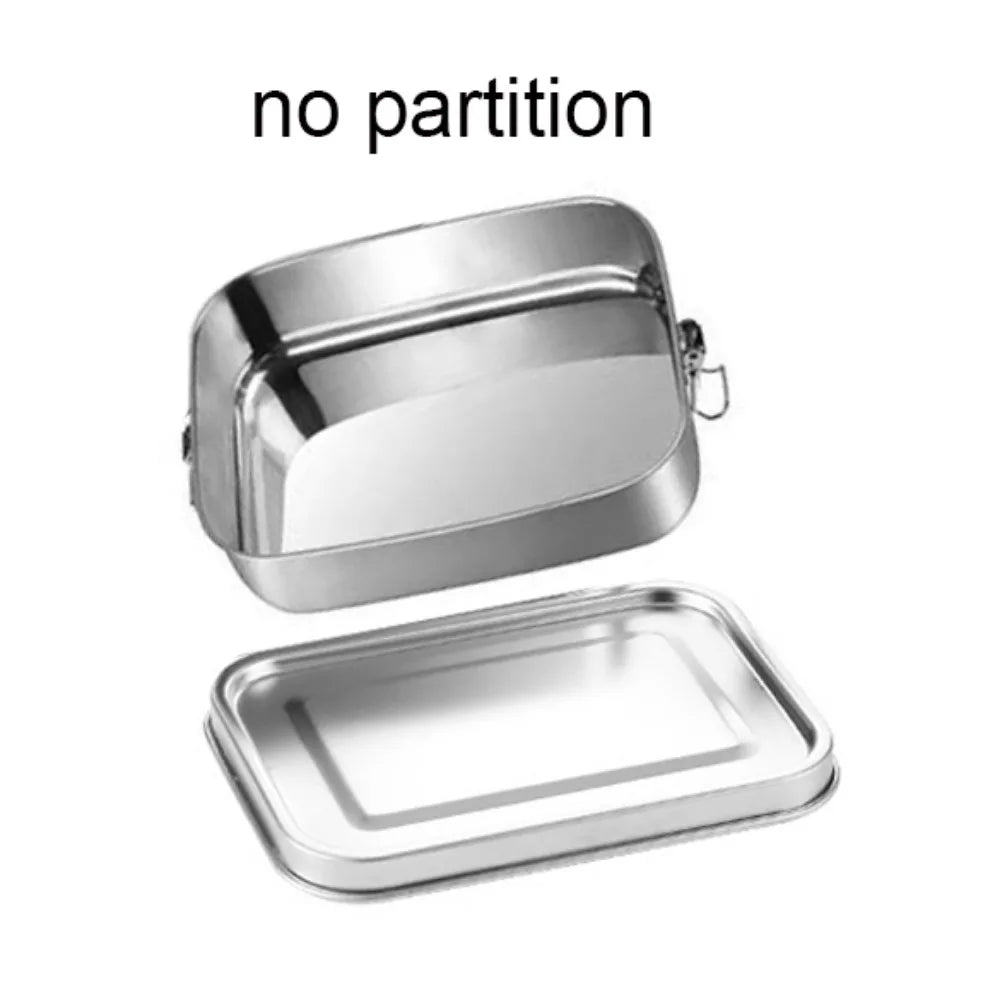 Rectangular 304 Stainless Steel Lunch Box Separated Removable Partitions Food Container Leakproof with Sealing Strip