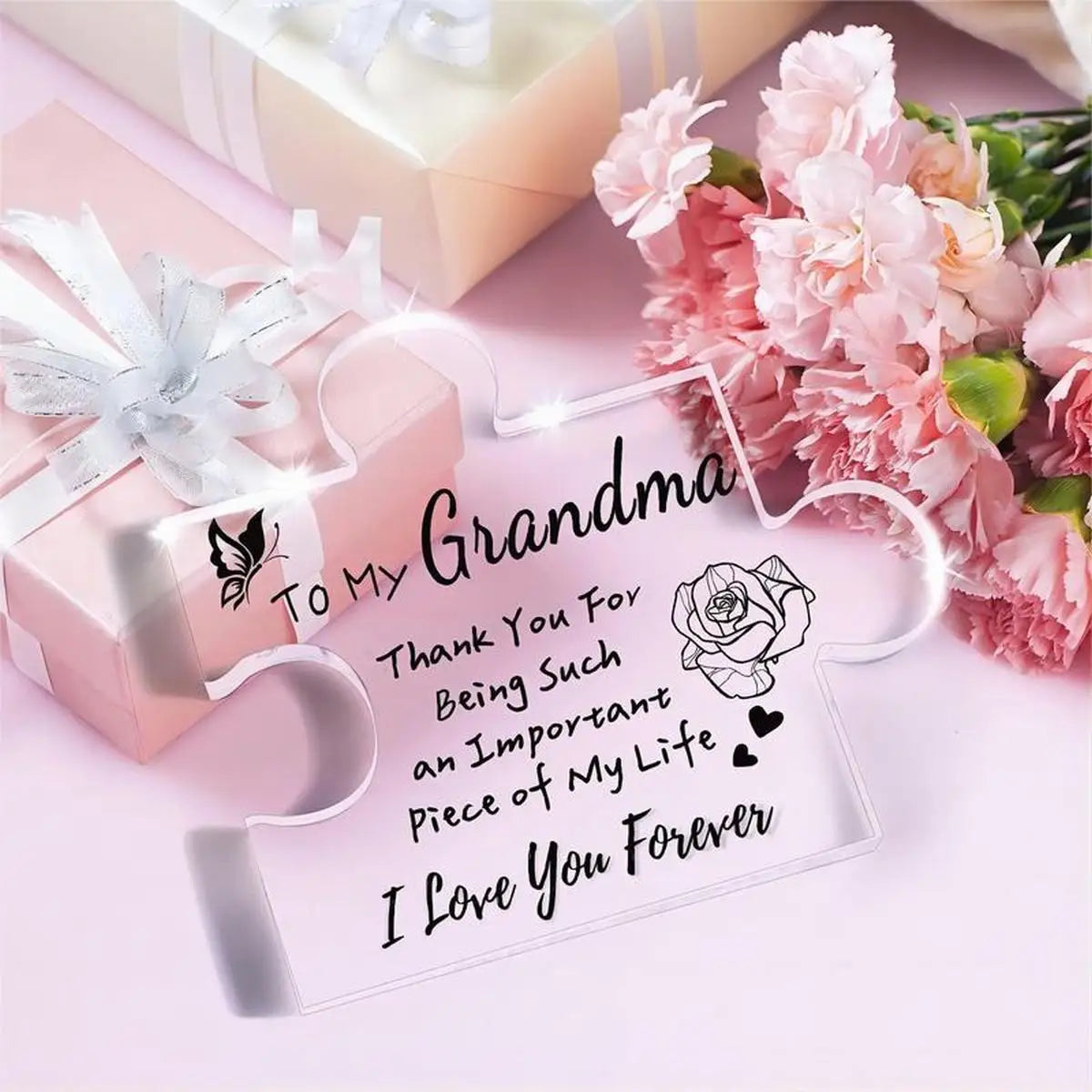 Grandma Gifts, carved acrylic puzzle shaped plaque, suitable for grandma's funny birthday and Christmas gift