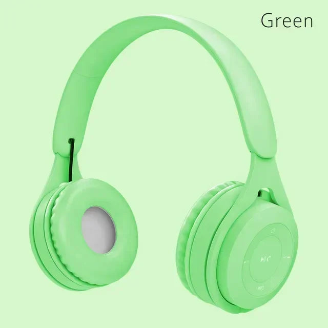 Foldable Over Ear Bluetooth 5.0 Headphones Macaron Color Wireless Stereo Headset With Microphone Noise Reduction Music Earphones