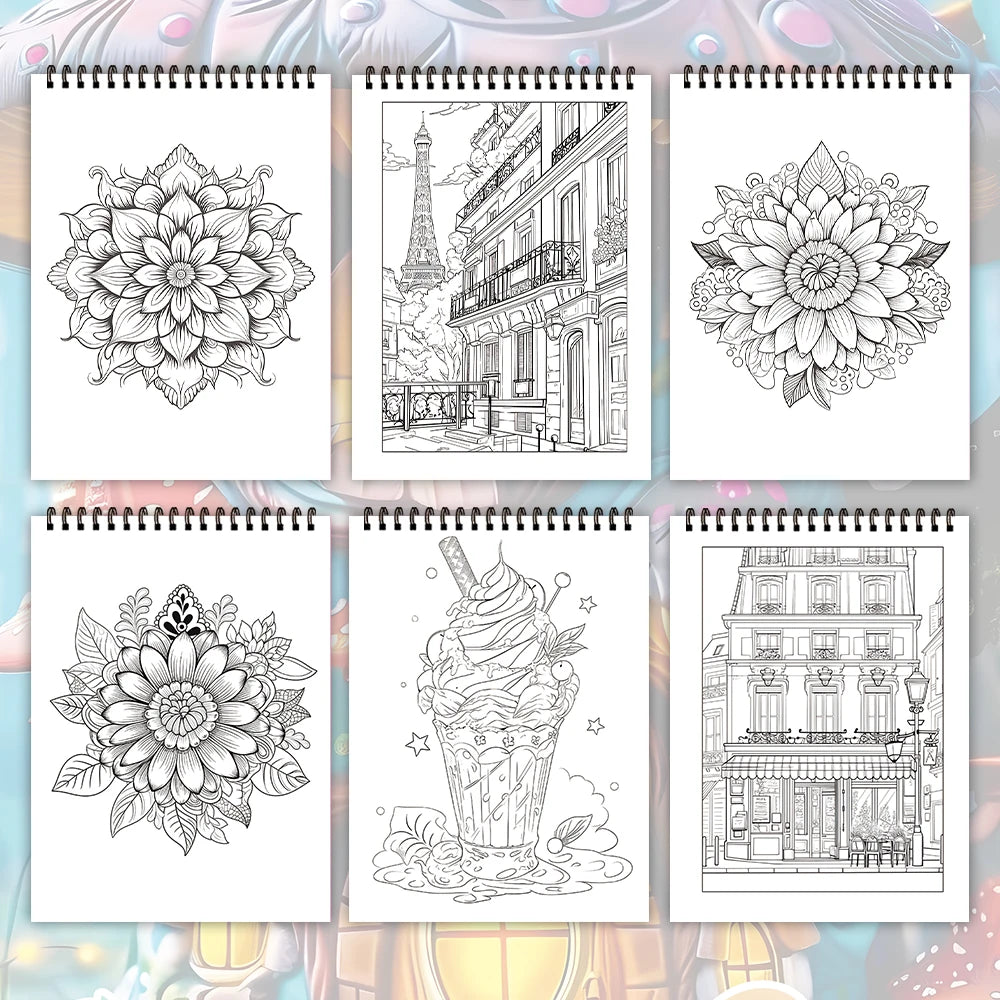 1pc,Teenagers Coloring Book-30 Different Patterns,100gsm,11.2x8.3 “Stress Relief,Easter,Birthday,Valentine's Day Gift