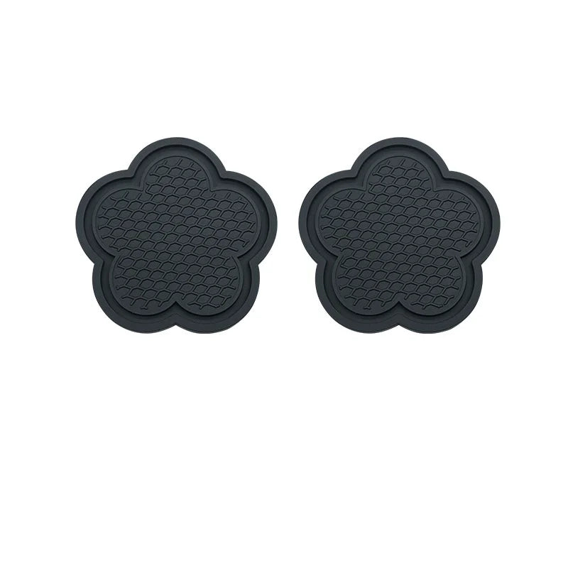2PCS Car Cup Coaster Flower Shaped Silicone Waterproof Non-Slip Sift-Proof Spill Saucer Car Interior Accessories