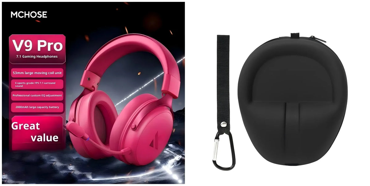 MCHOSE V9 Pro Gaming Headset, Over-Ear Quad-Mode Wireless Bluetooth Headphones for PC with Microphone (Delta Style)