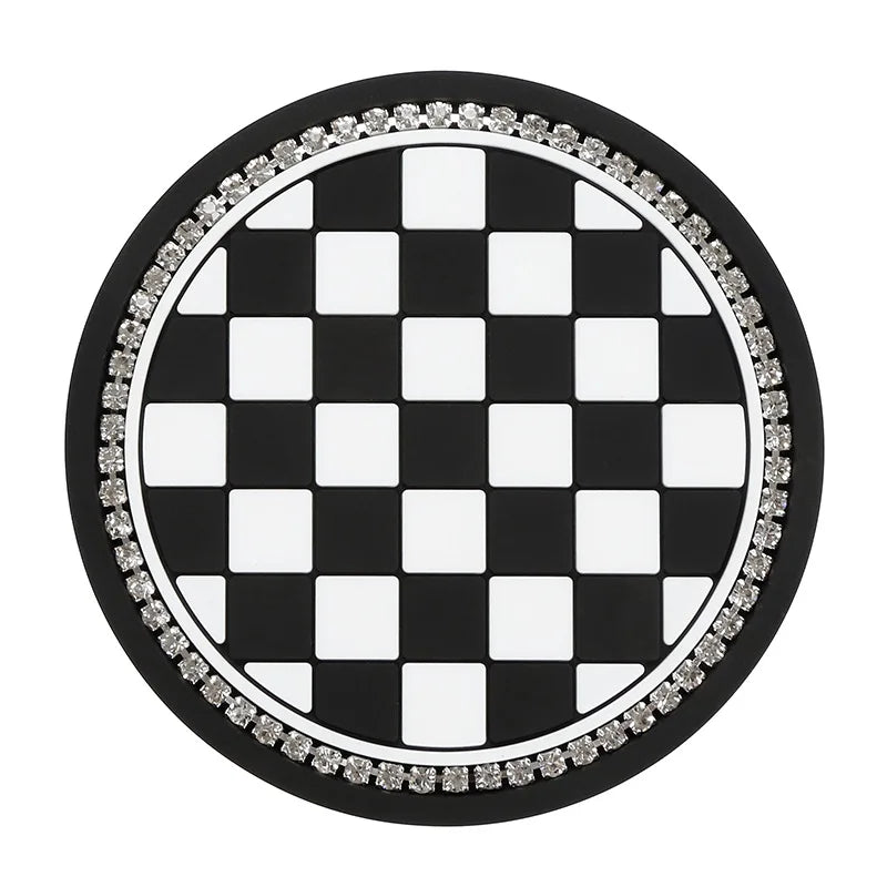 1PC Car Water Cup Pad Creative Diamond Inlaid Camellia Flower Storage Tank Non-Slip Mat Interior Decoration Products For Women