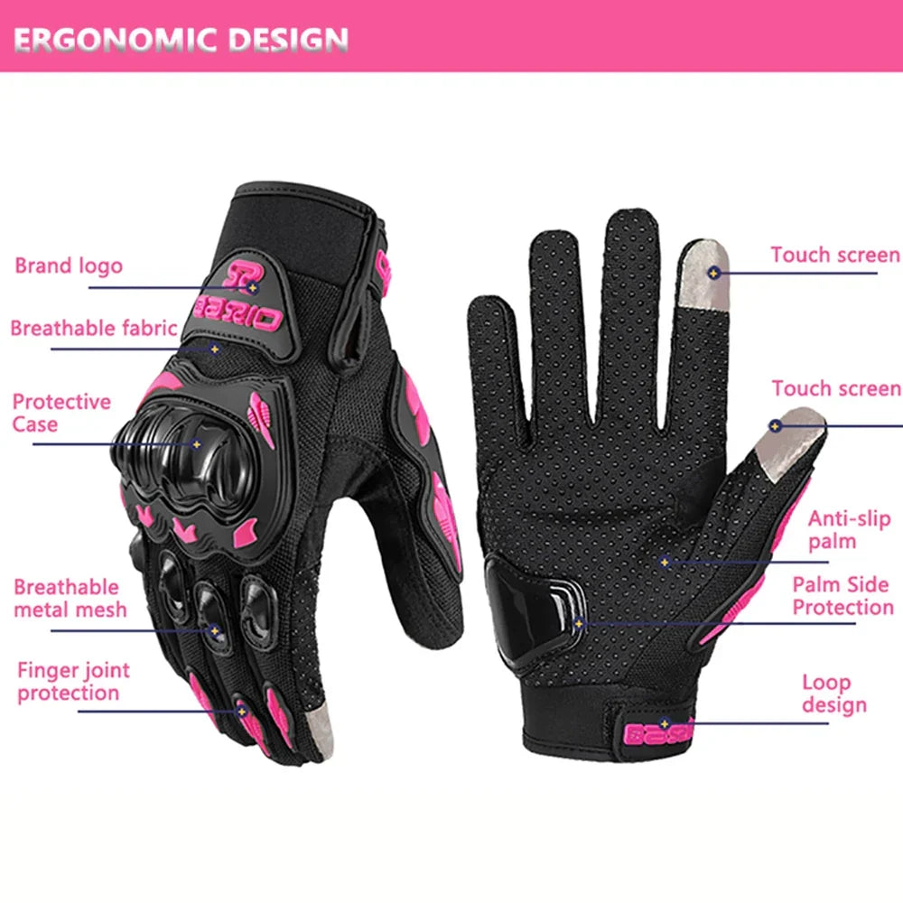 Women’s Pink Motorcycle Riding Gloves