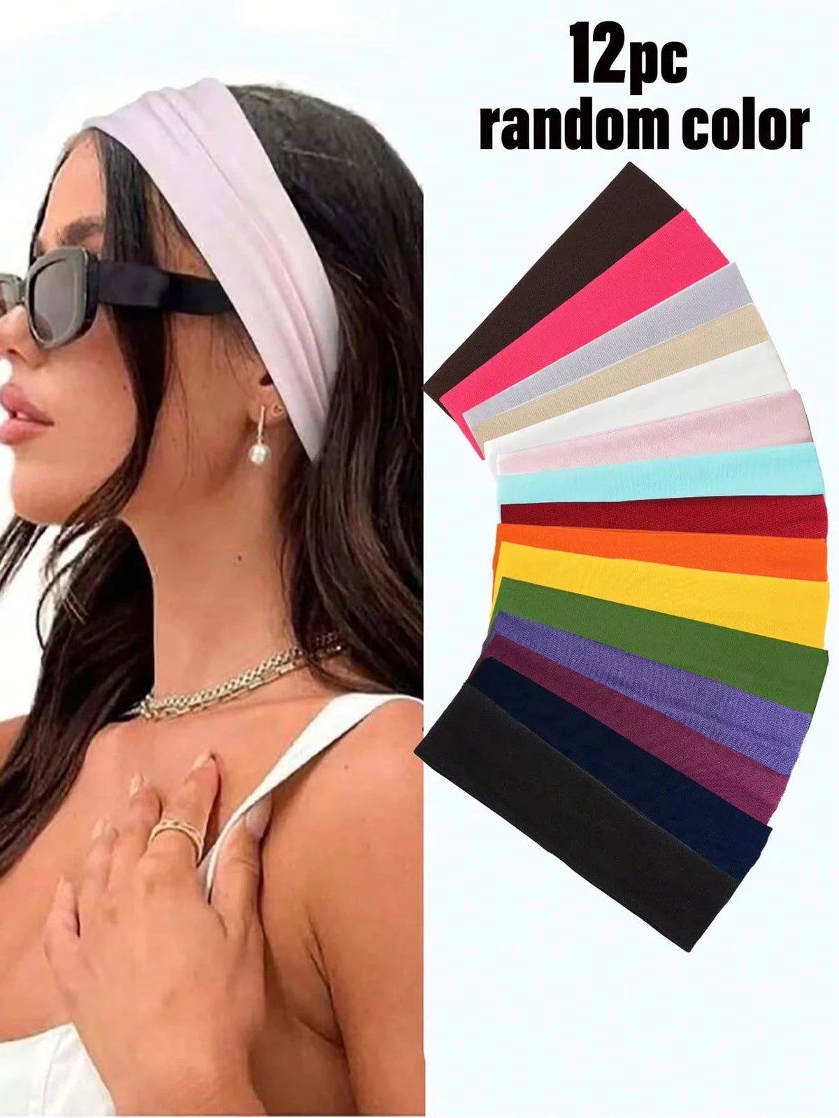 Random style anti slip headband for women's fashion sports headband, soft fabric elastic headband, suitable for wearing during exercise, yoga, and running, women's hair accessories