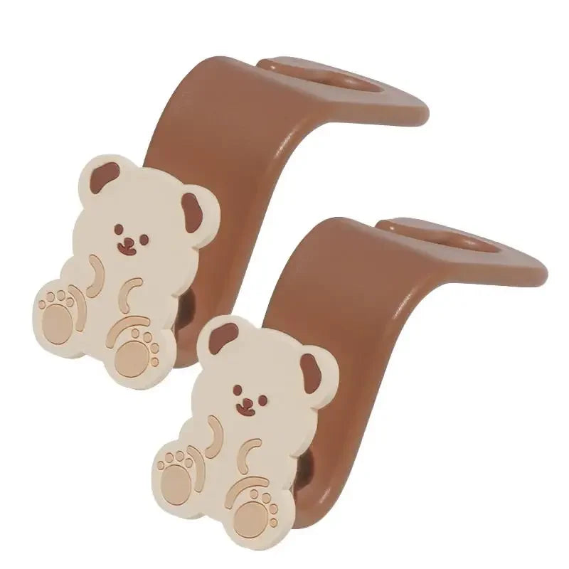 2PCS Car Back Seat Headrest Hooks for Purses & Bag Headrest Hanger Vehicle Cute Bear Bunny Storage Hook Universal Organizer