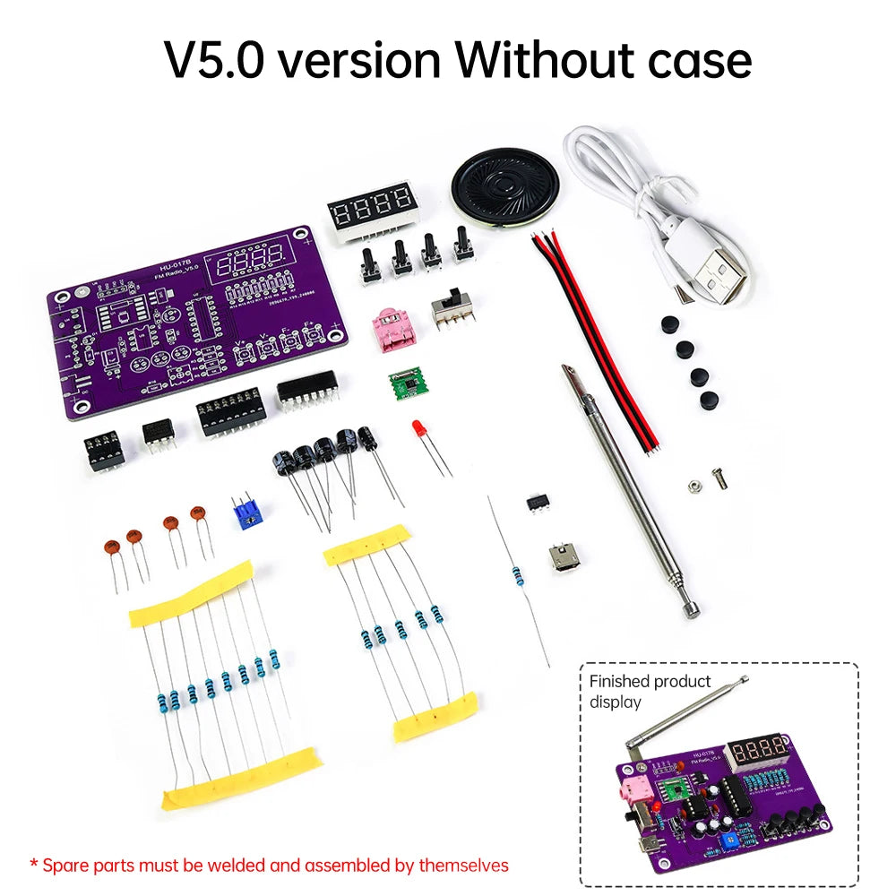DIY FM Radio Electronic Kit 87-108MHz Adjustable Frequency Digital Display Soldering Project Practice Solder RDA5807S