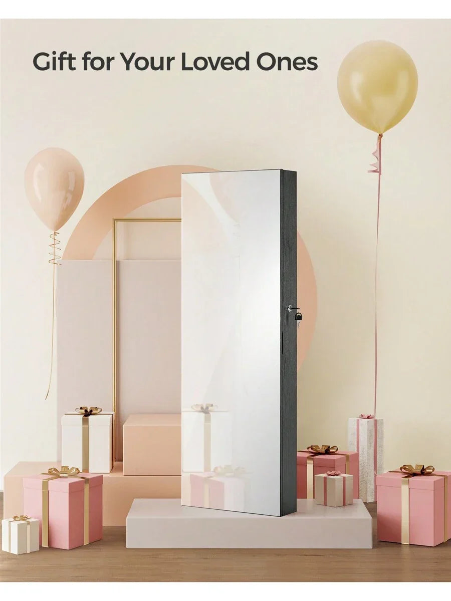 SONGMICS Jewelry Cabinet Armoire Lockable Wall Mounted Mirror Organizer Unit
