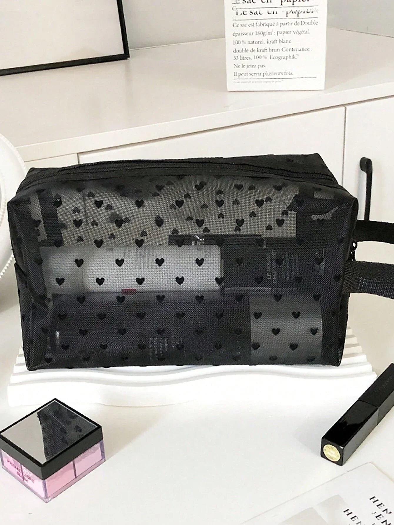 Printed Mesh Cosmetic Storage Bag