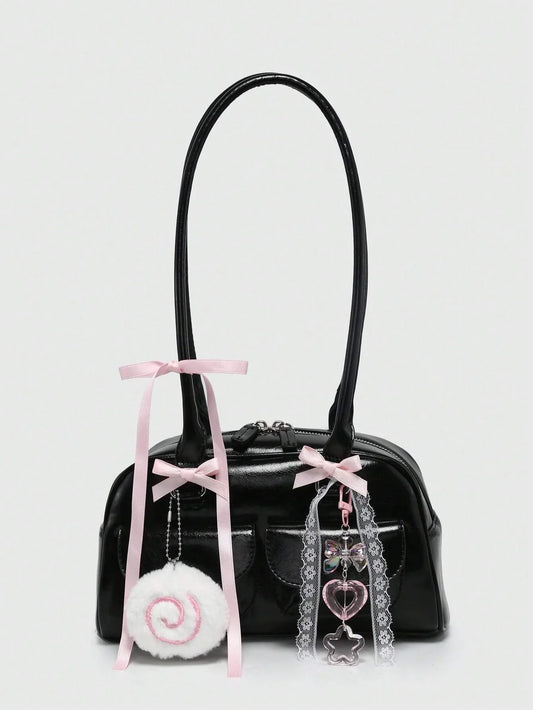 ROMWE Kawaii Plaid Bow Bag