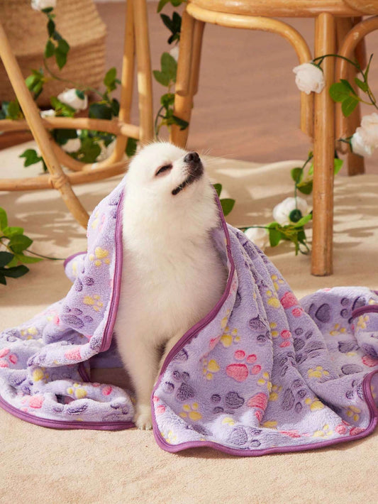 PETSIN Purple Paw Print Blanket