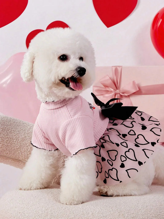 PETSIN Valentine’s Dog Dress Pink
