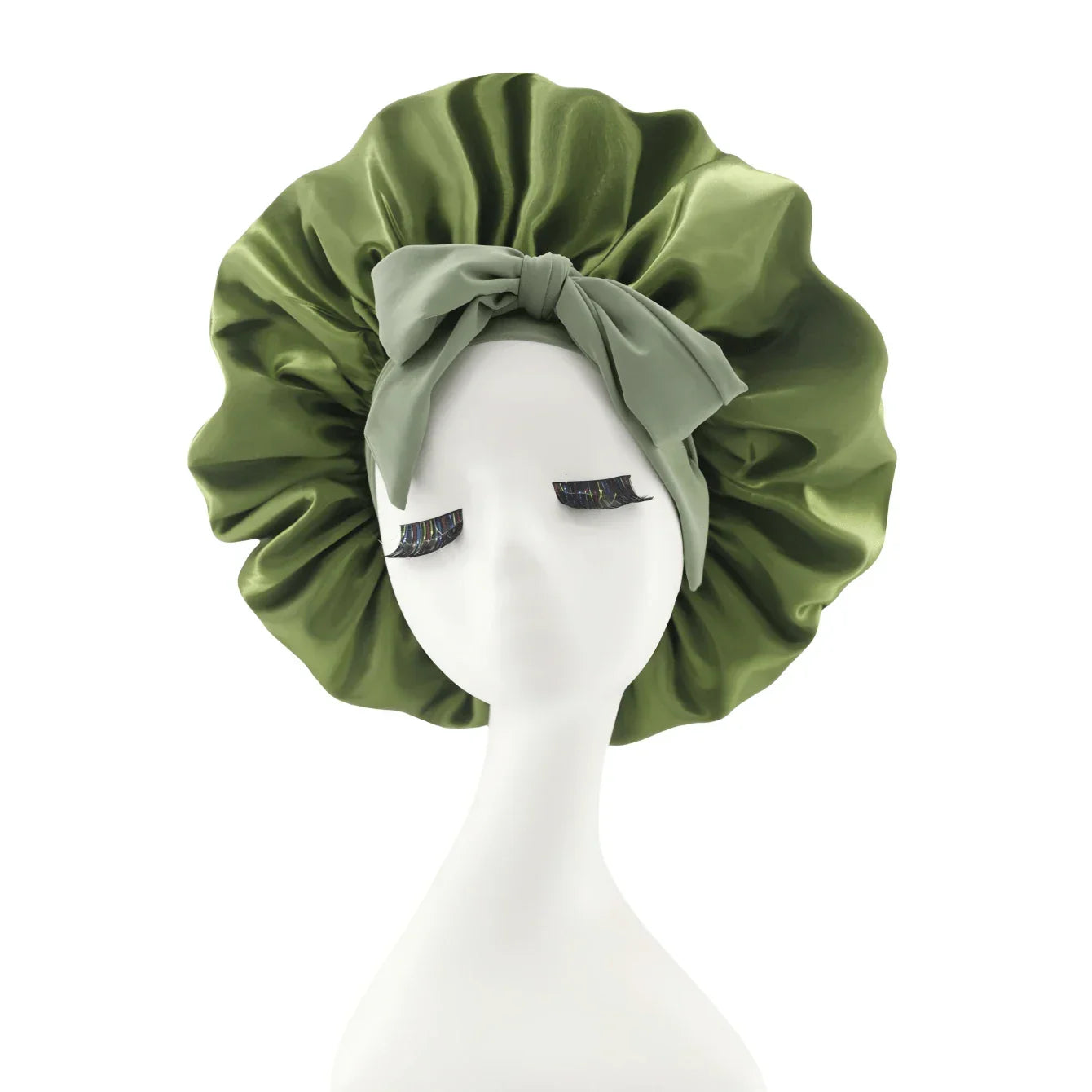 [Pink Satin Bonnet] Soft Luxurious Pink Satin Bonnet - Adjustable Tie Band & Bow Accent, Comfortable Ruffled Design For A Snug Fit, Hair Protection | Satin Cap | Smooth Satin Finish For Women & Men