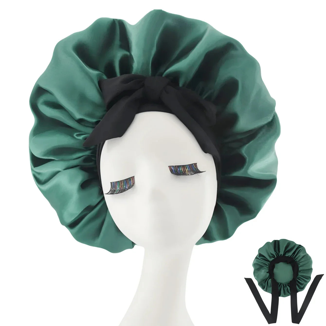 [Pink Satin Bonnet] Soft Luxurious Pink Satin Bonnet - Adjustable Tie Band & Bow Accent, Comfortable Ruffled Design For A Snug Fit, Hair Protection | Satin Cap | Smooth Satin Finish For Women & Men