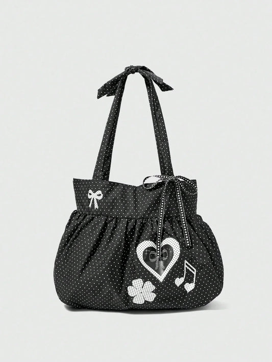 ROMWE Anime Black Heart Shoulder Bag