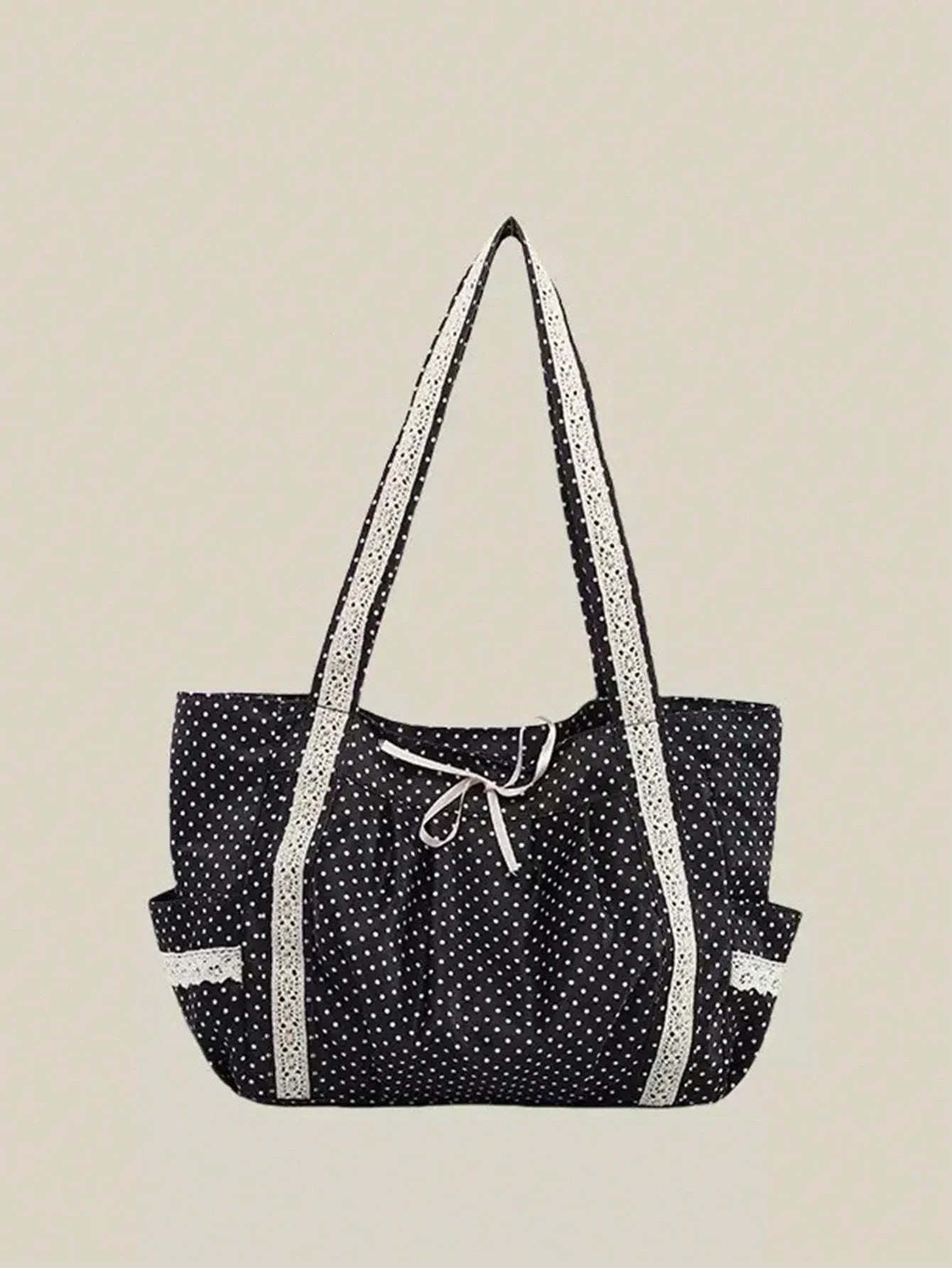 Polka Dot Heart Canvas Tote
