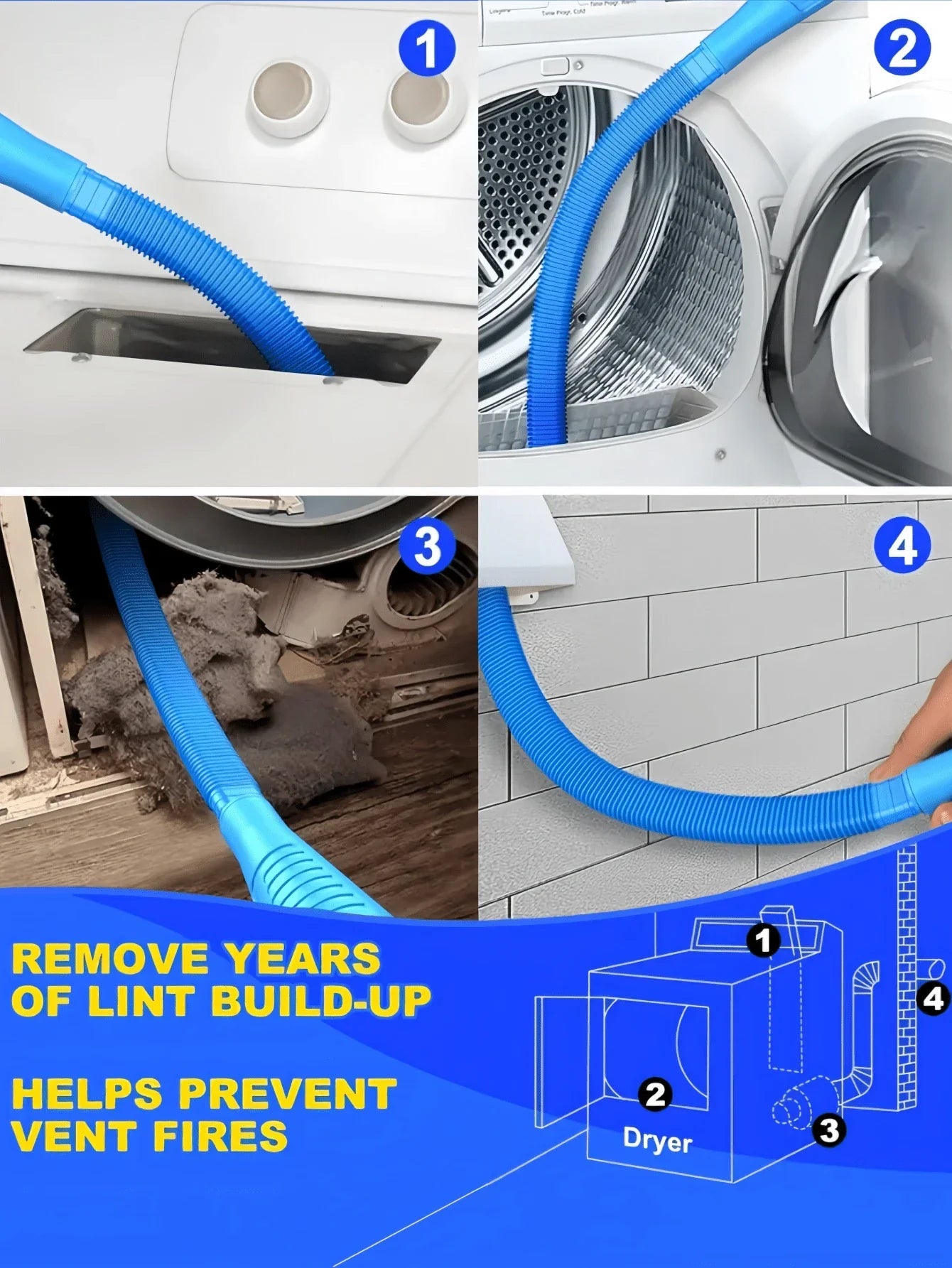 Flexible Dryer Lint Vacuum Attachment