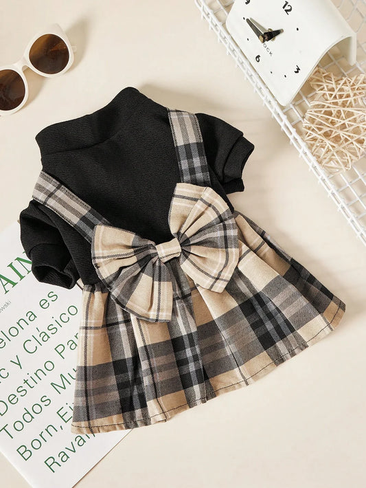 PETSIN Plaid Bow-Tie Pet Dress
