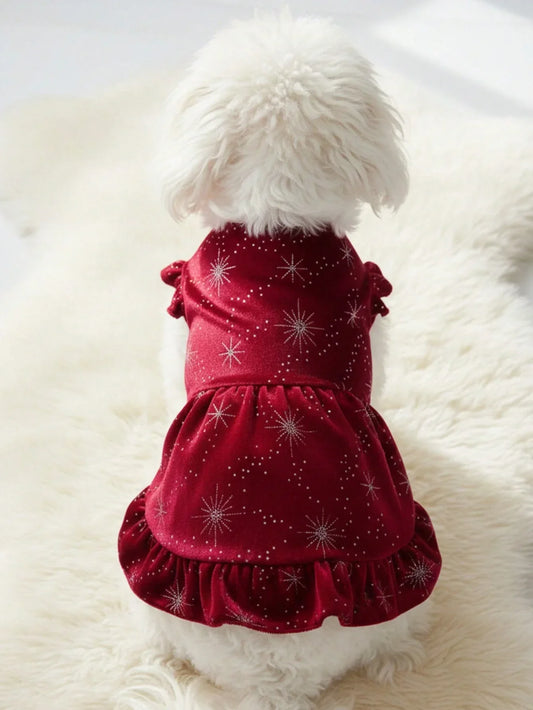PETSIN Velvet Snowflake Pet Dress