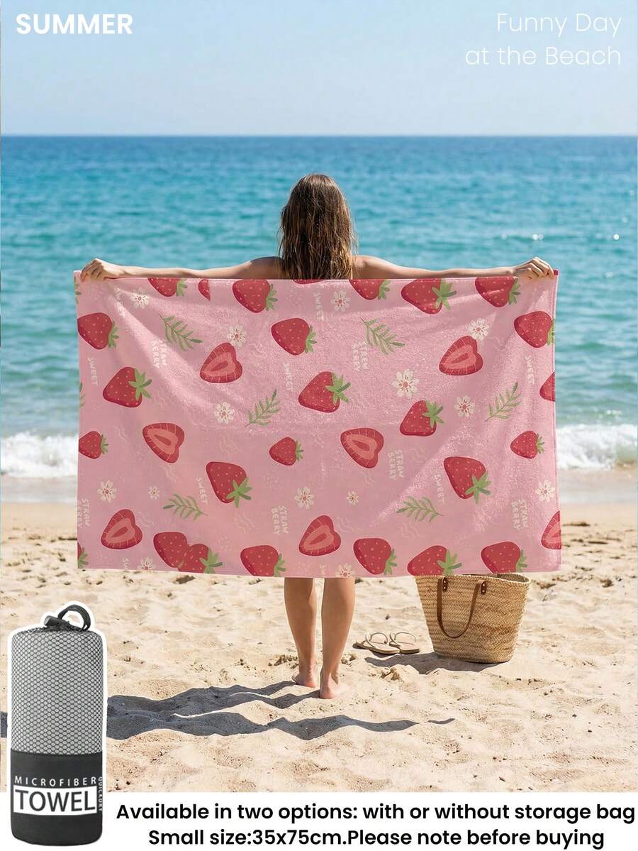 1pc Printed Beach Towel, Summer Fruit Pattern Swimwear