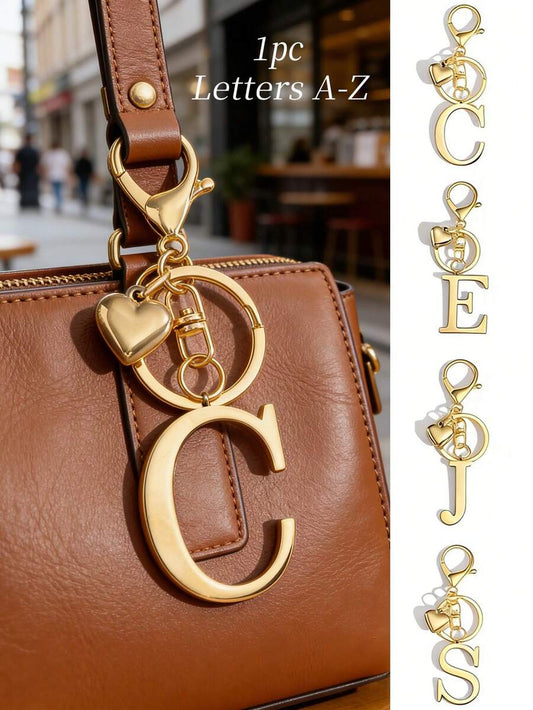 Elegant Metal Heart-Shaped Letter Keychain