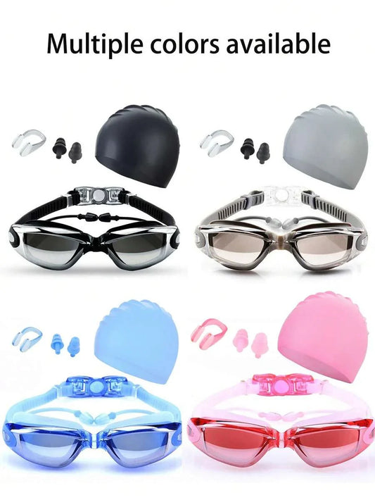 4pcs Adult Swimming Gear Set, Including Swimming Goggles
