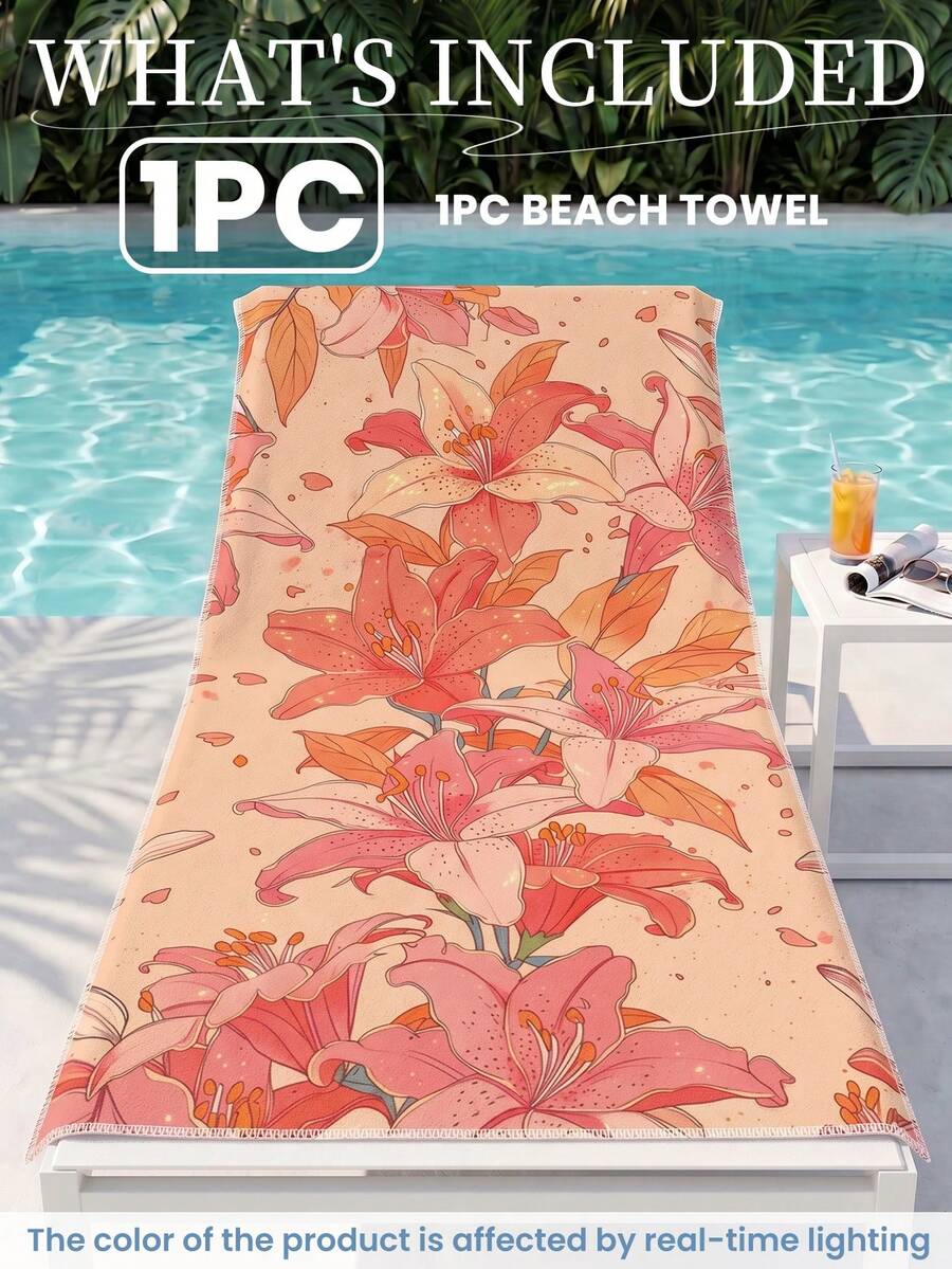 1pc Printed Beach Towel, Summer Fruit Pattern Swimwear