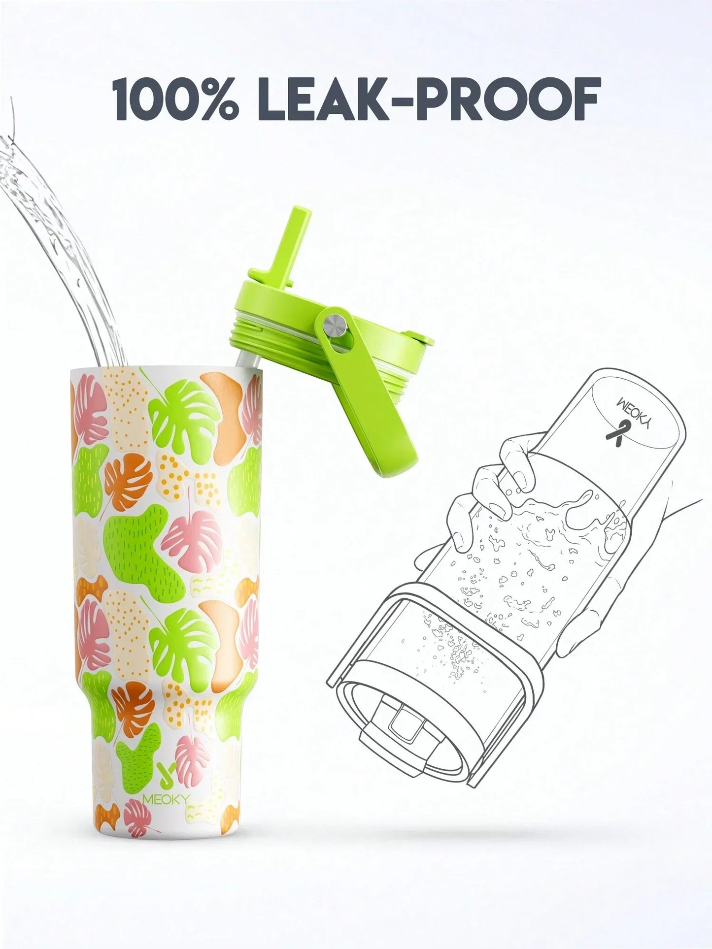 Meoky 40oz Insulated Stainless Steel Tumbler