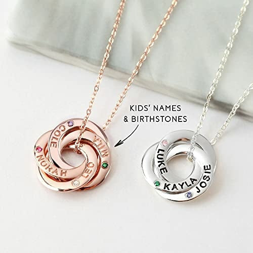 Mom Birthstone Name Necklace