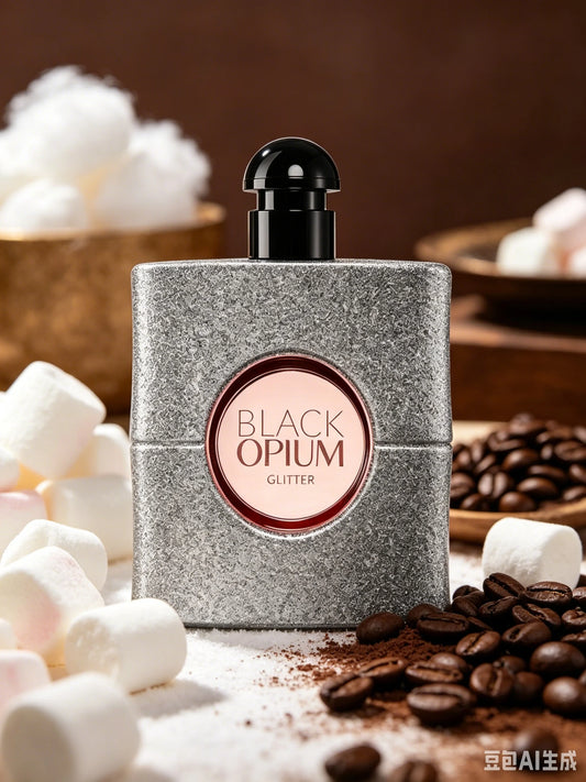 Black Opium Glitter Eau de Parfum for Women 3.0 FL.OZ Long Lasting Warm Coffee Vanilla Floral Fragrance Luxury Glitter Bottle Feminine Perfume with Gift Box for Date Night Daily Wear Gift for Her